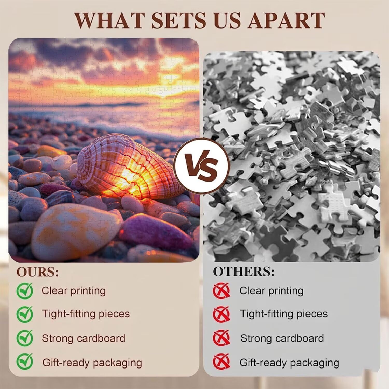 Puzzle 4000 Pezzi Classici, Puzzle spiaggia conchiglia 141 x 87 cm, Gioco Educativo e Antistress in Legno con Poster Incluso, Ttività DIY per Famiglia, Regalo per Appassionati, Decor Parete, f0-268