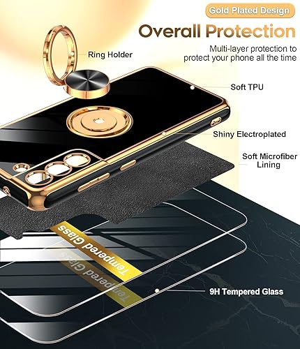 Miniatura 10 de LeYi Funda para Samsung Galaxy A53 5G con protector de pantalla de vidrio templado (paquete de 2) Soporte de anillo giratorio de 360, soporte