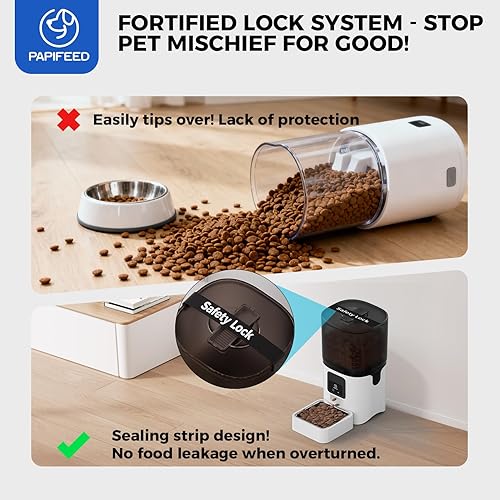 Miniatura 6 de PAPIFEED Comedero automático WiFi 5G dispensador automático inteligente de comida para gatos con modo de alimentación lenta, desmontable para una