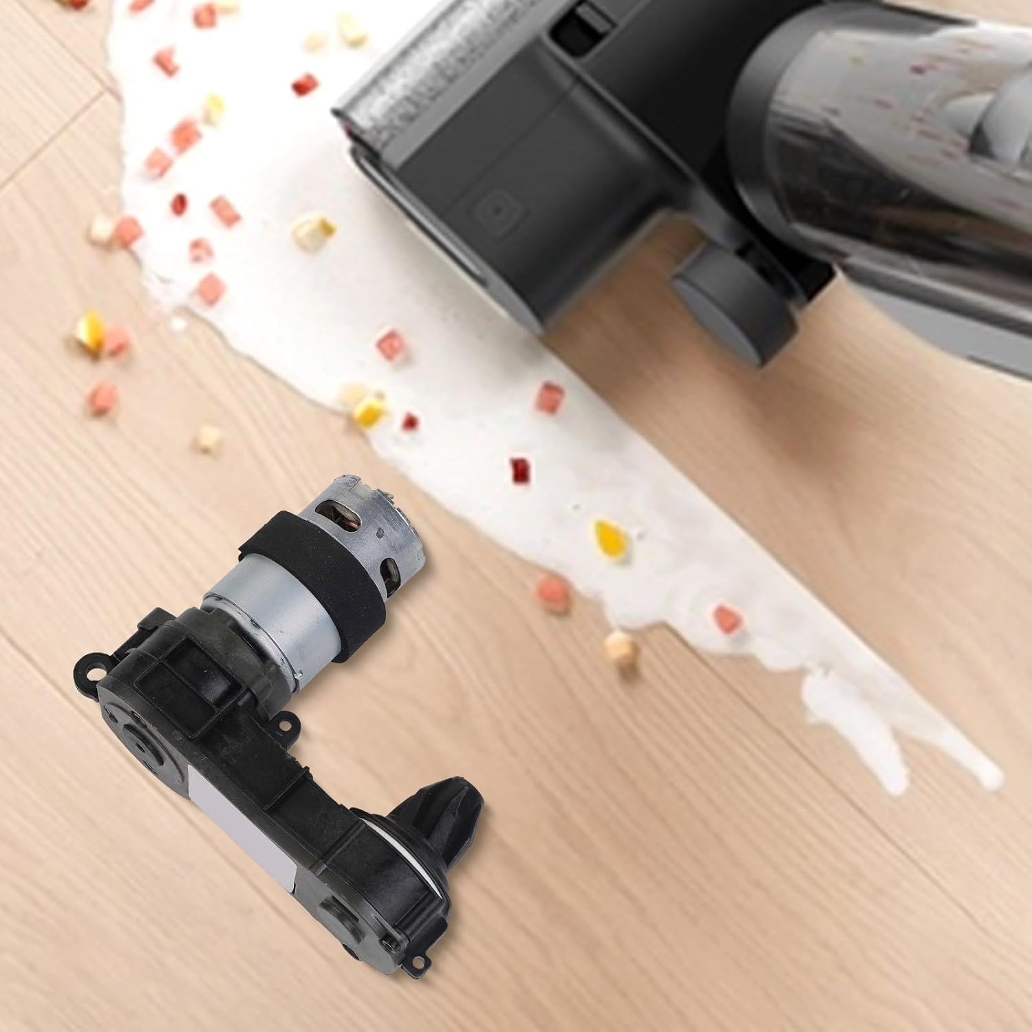 Rolling Main Brush Motor Engine for H12 For M12 Wet Dry Vacuum Cleaner, Silver Metal Suction Drive Unit Replacement Part for Floor Care Machine Repair