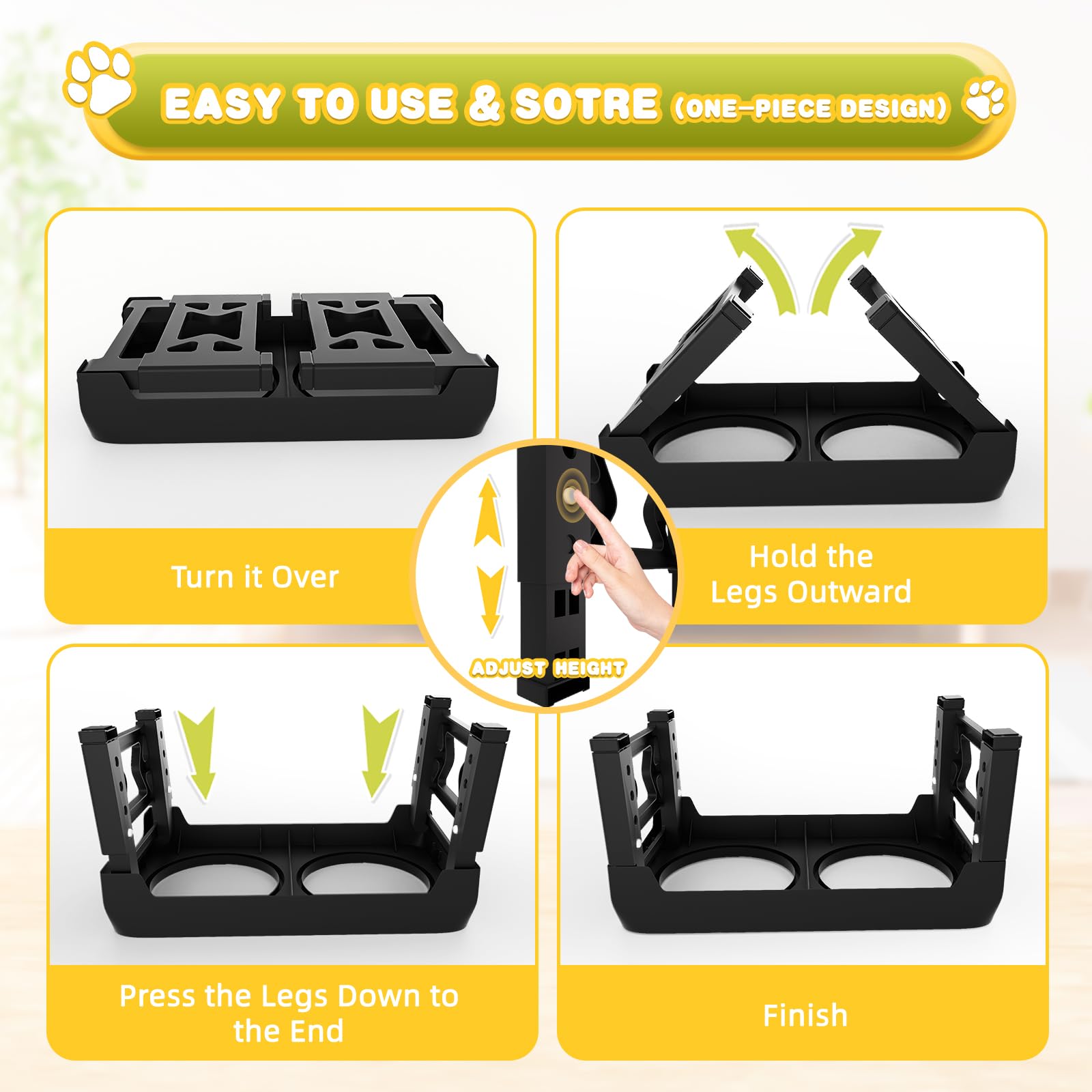 Gamelles surélevées pour chien à 5 hauteurs réglables en hauteur avec 2 gamelles de nourriture pour chien en acier inoxydable - Support antidérapant - Réglable à 9 cm, 22,9 cm, 25,4 cm, 27,9 cm, 30,8