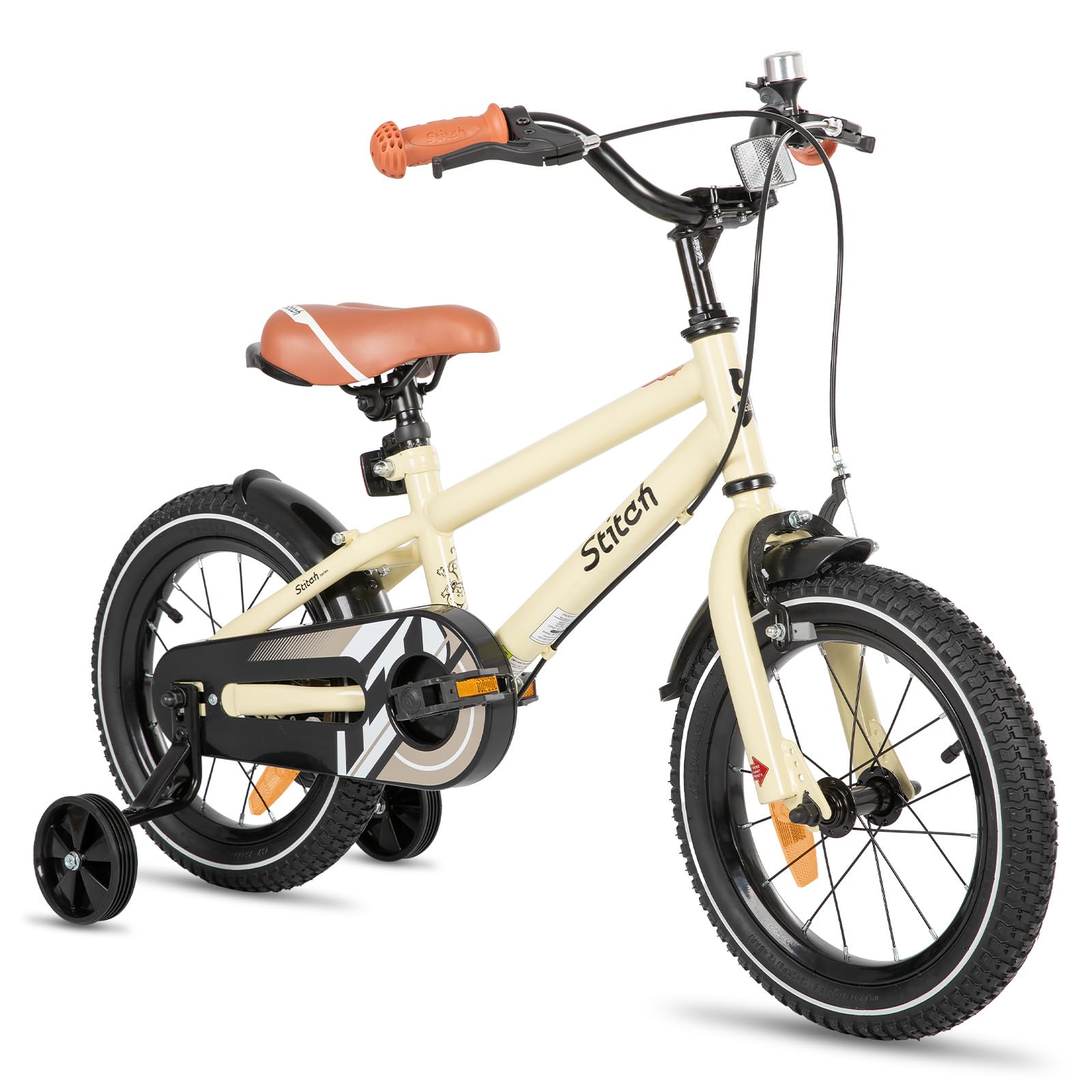 STITCH Bicicleta Infantil 14/16/18 Pulgadas Rosa Claro/Azul Claro/Beige/Verde Menta para Niños y Niñas de 3, 4, 5, 6, 7, 8 y 9 Años Kids Bike con Estabilizadores y Frenos de Mano 85% Montada…