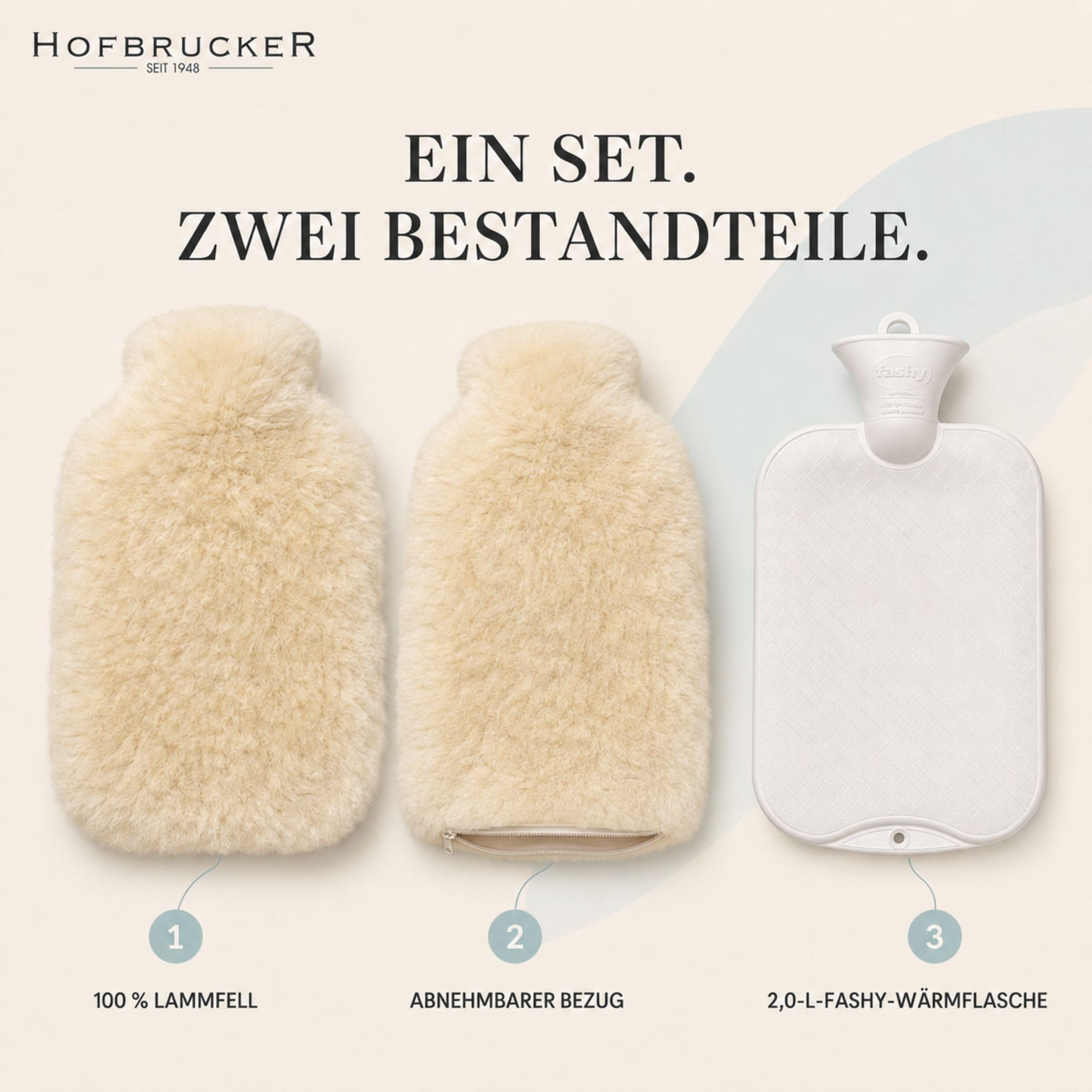 Hofbrucker® Bolsa de agua caliente de piel de cordero, 2,0 litros, color amarillo