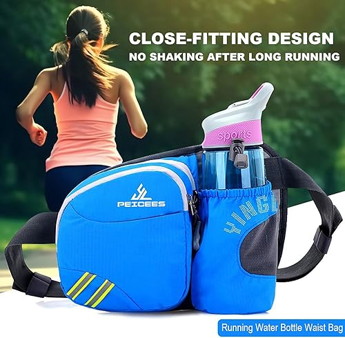 Miniatura 2 de Peicees Riñonera con soporte para botella de agua para hombres y mujeres, senderismo, correr, pasear al perro, para todos los teléfonos (botella no