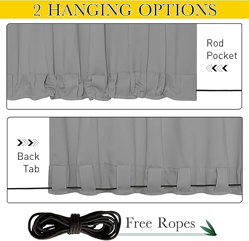 Miniatura 3 de NICETOWN - Cortinas opacas, impermeables, ojales resistentes al viento, pestaña trasera en la parte superior e inferior, bloqueo solar y cuerda,