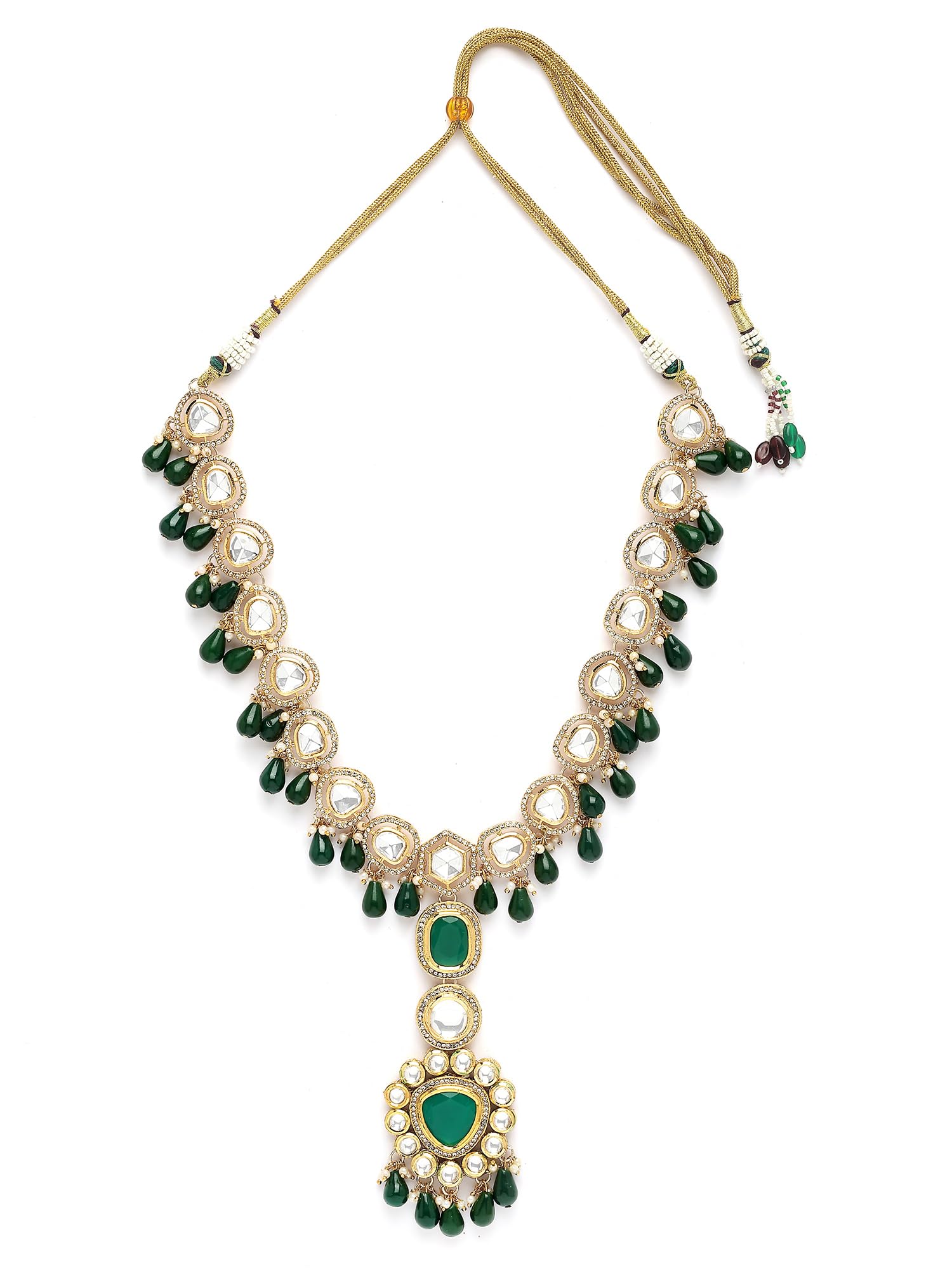 karatcart Green Round Polki Kundan Maharaja Haar for Men-picture-25