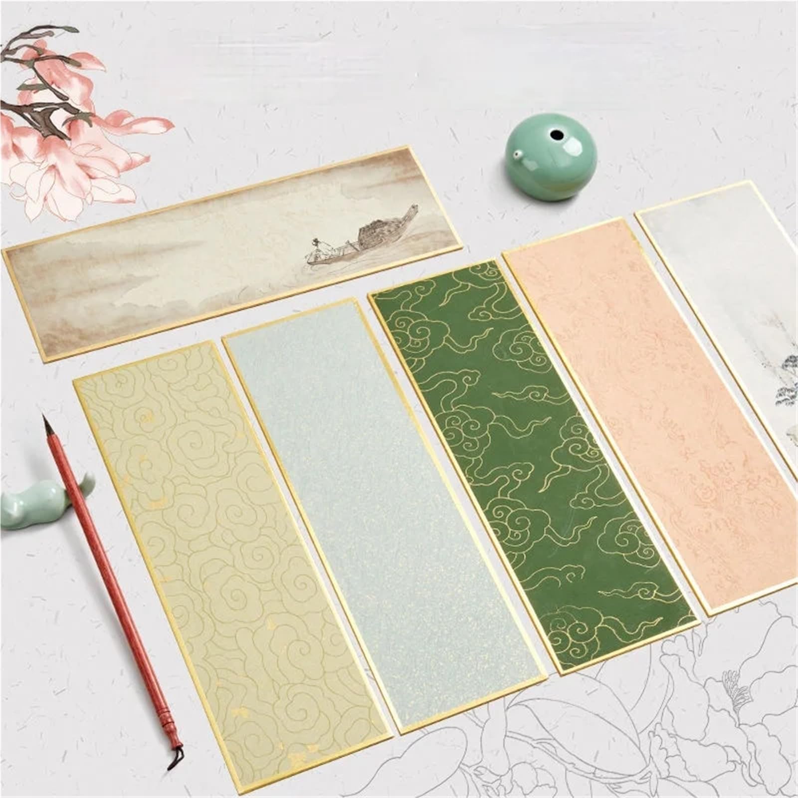 Ręcznie robiony papier ryżowy z włókien, Półdojrzały papier Xuan Malarstwo do kaligrafii Kartki z życzeniami Wielokolorowe 4 szt(Color-i)