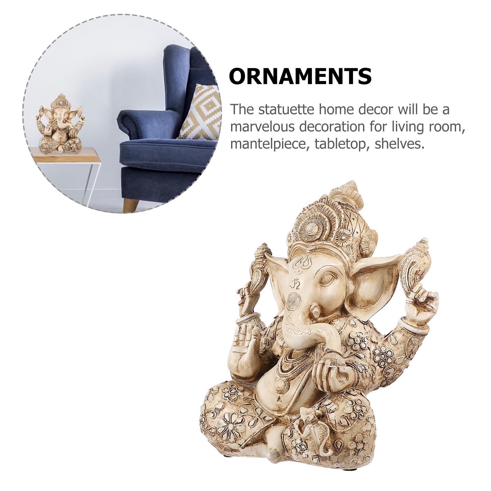 Angoily - Statuetta elefante Statua Buddha Scultura India Ganesh Ganpati Modello Tavolo Ufficio Fortunato Ricchezza Arte Figura per la Casa