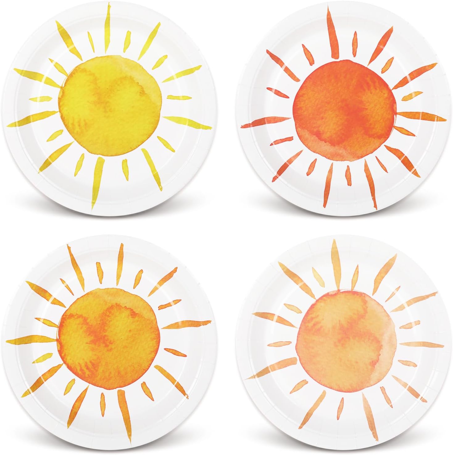 Whaline 40 Pcs Boho Paper Plates First Trip Around The Sun Plates 9 Inch Colorful Disposable Hippie Plate for Summer Birthday Wedding Party Supplies Table Decor
