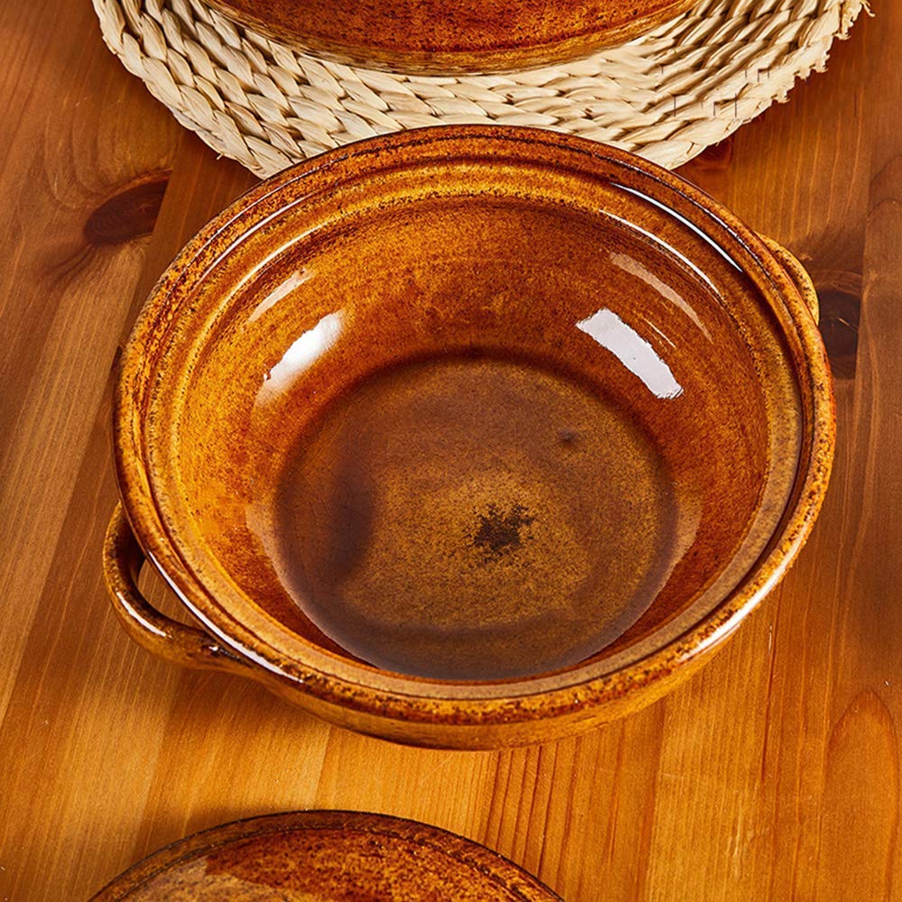 Casseruola Rotonda in Ceramica con Coperchio Pentola in Ceramica Casseruola Giapponese per fonduta Pentola in Terracotta Pentola per stufato Pentola per zuppa Resistente
