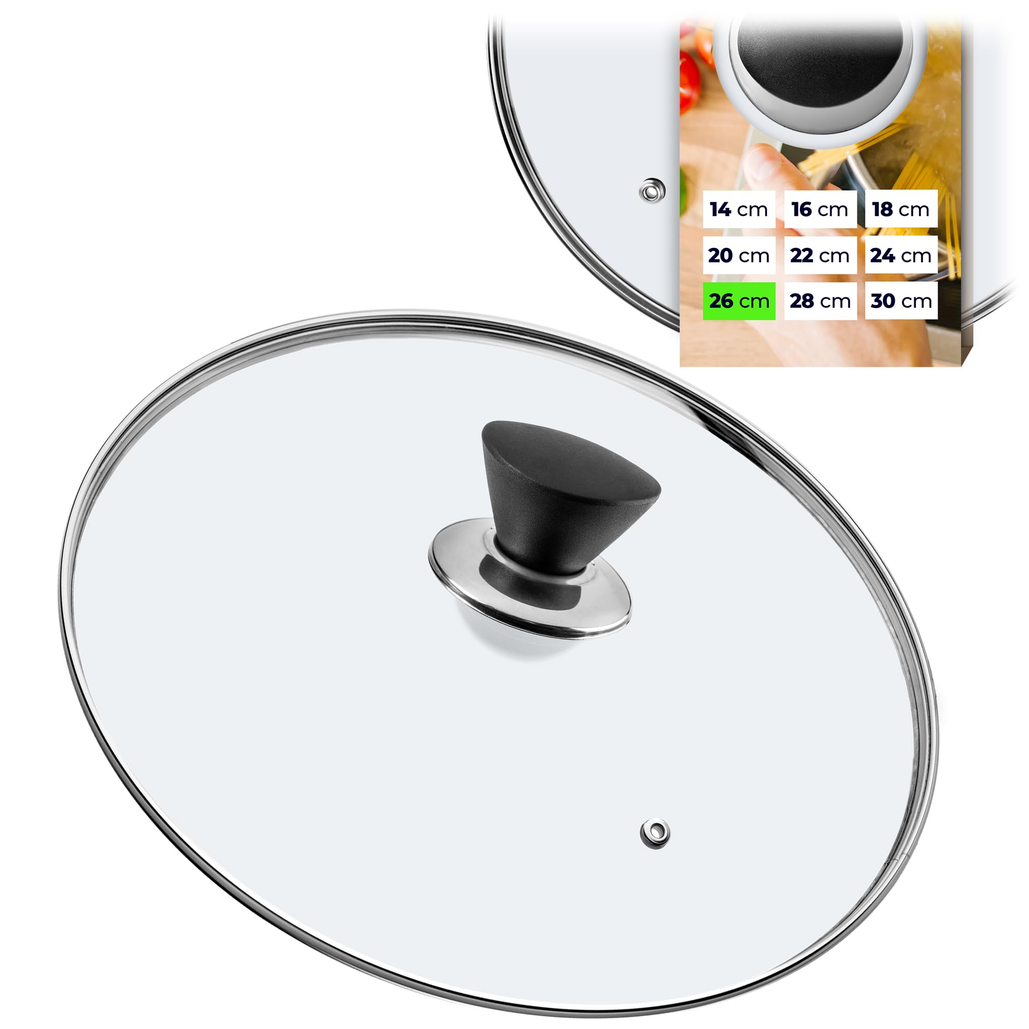 Fini les débordements : couvercle casserole en verre 26 cm KADAX