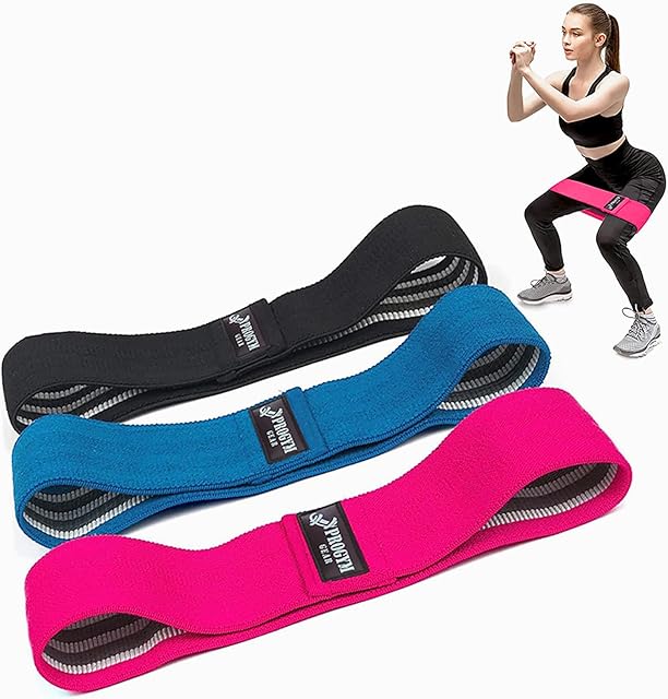 Fabric Resistance bands (3 Pack) 2 Styles Available: BOOTY BANDS for Glutes OR LONG RESISTANCE BANDS for Full Body Workout | 3 Resistance level | Non Slip Hip Circle Band for Unisex