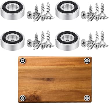 Yaocom 4 Pcs Stainless Steel Cutting Board Feet with Nonslip Pads 1.18 x 0.39 Inch Board Feet Legs with Silicone Rubber and Screws Kit for Kitchen Unfinished Cutting