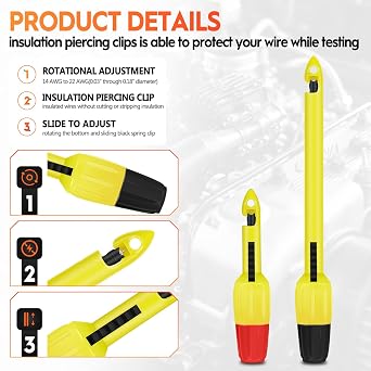 Wire Piercing Probe, Insulation Piercing Clip Tool for Fluke Klein Multimeter Voltage Voltmeter Electrical Testing(4 Pack)