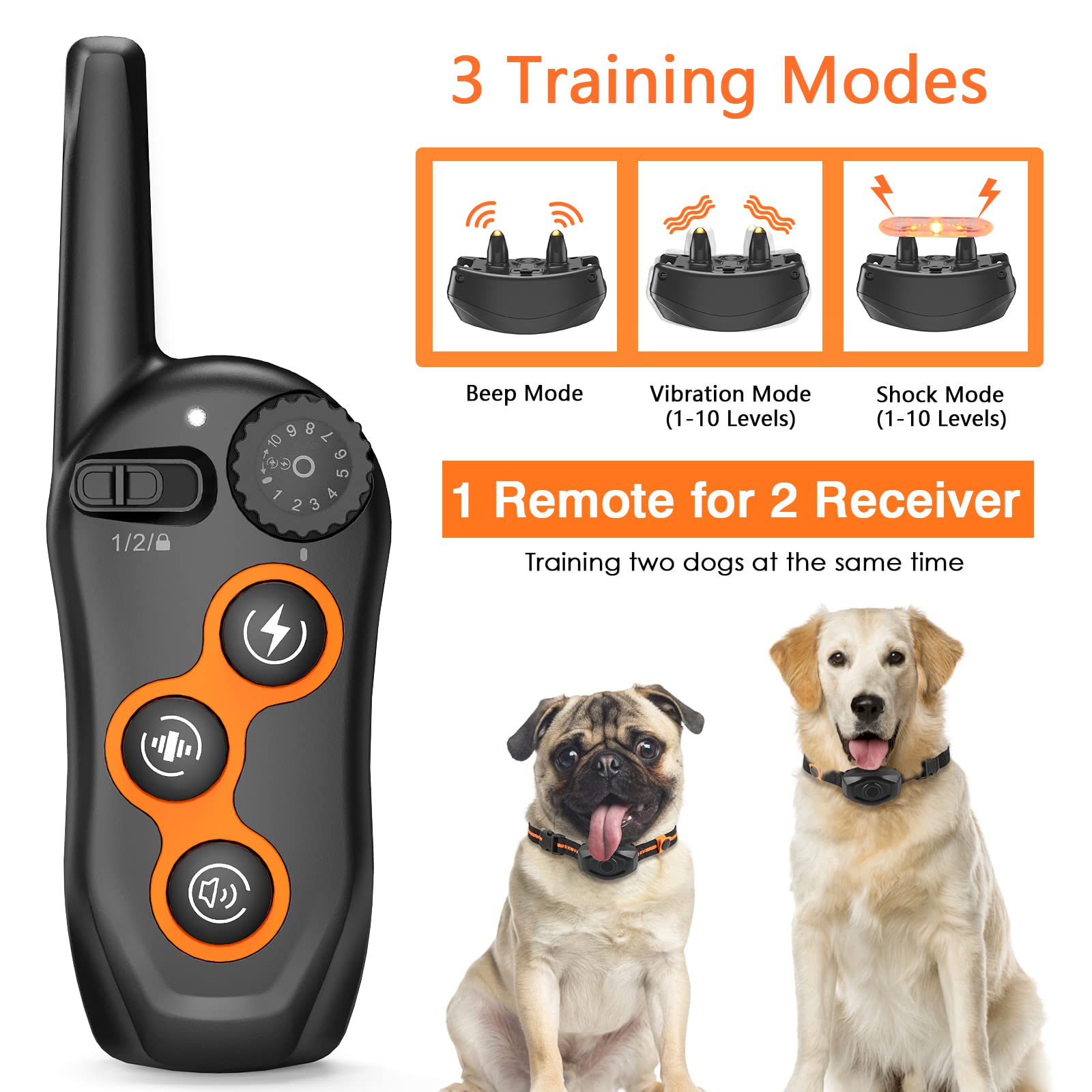 MAISOIE Dog Training Collar For 2 Dogs IPX7 Waterproof Shock Collar maisoie-dog-training-collar-for-2-dogs-ipx7-waterproof-shock-collar