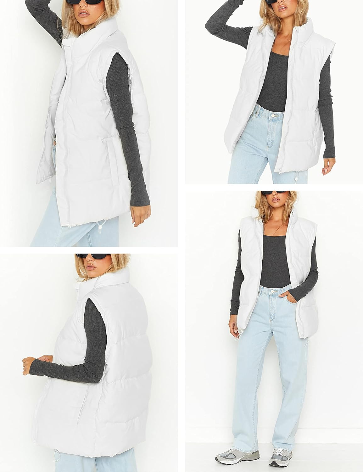 Athlisan Womens Zip Up Puffer Vest Stand Collar Sleeveless Padded Jacket Coat - Image 8