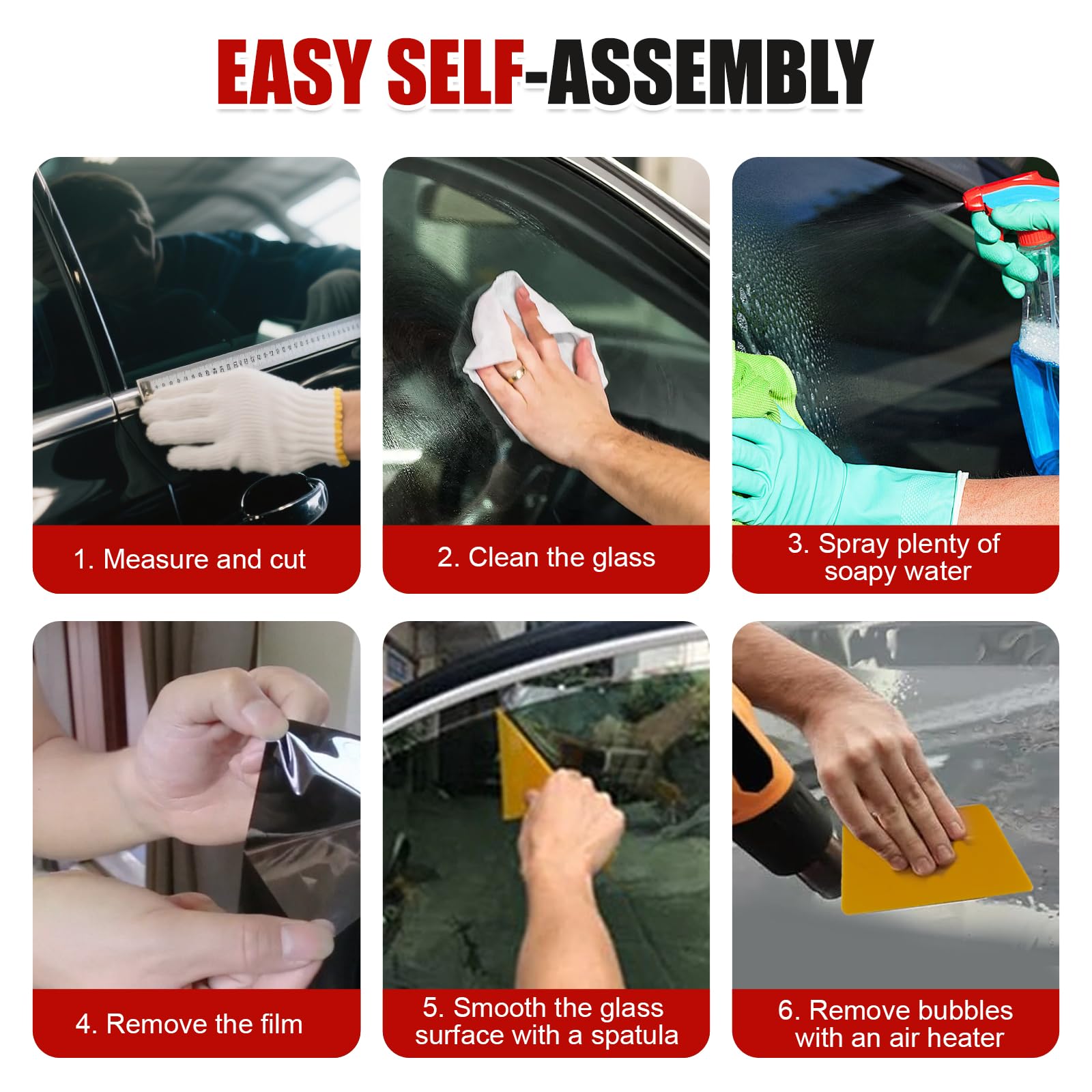 Película tintada para auto, película de protección solar autoadhesiva para parabrisas, película de protección visual, bloquea rayos UV/IR, protección solar, película para ventanas de auto resistente a