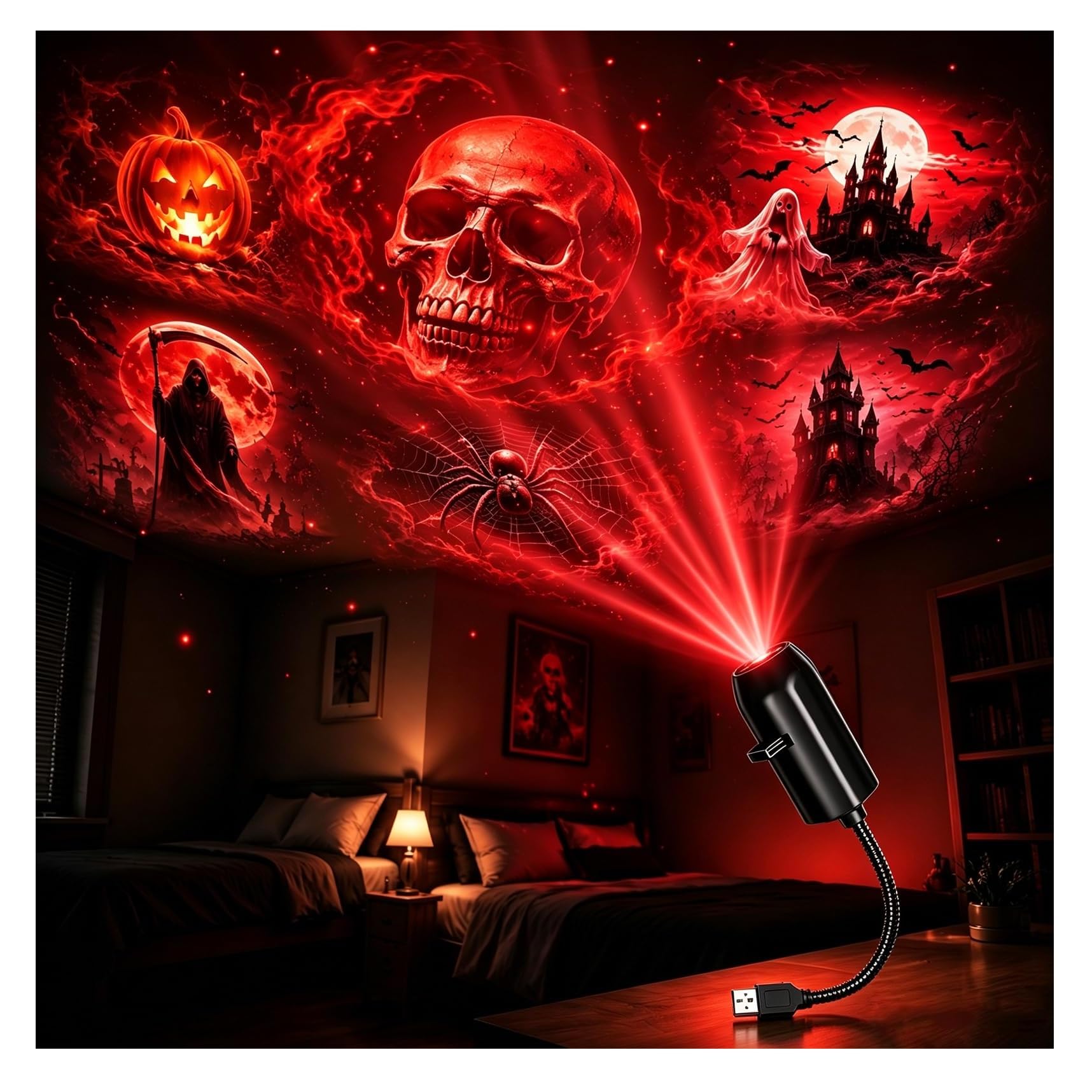 2026 New Plug and Play HD Star Projector with Halloween 6 Disk Set