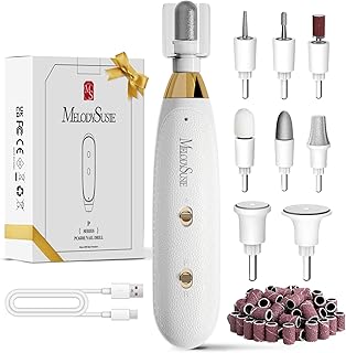 MelodySusie Professional Manicure Pedicure Kit, Cordless 8-in-1 Electric Nail Drill with 20 Speeds, Rechargeable E-File for Thick Nails & Cuticles, Ideal Foot Care for Women Men-PC650E