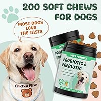 Vista 5 de 200 probióticos para perros, enzimas digestivas y prebióticos para la salud intestinal, probióticos masticables para perros, alivio de la diarrea