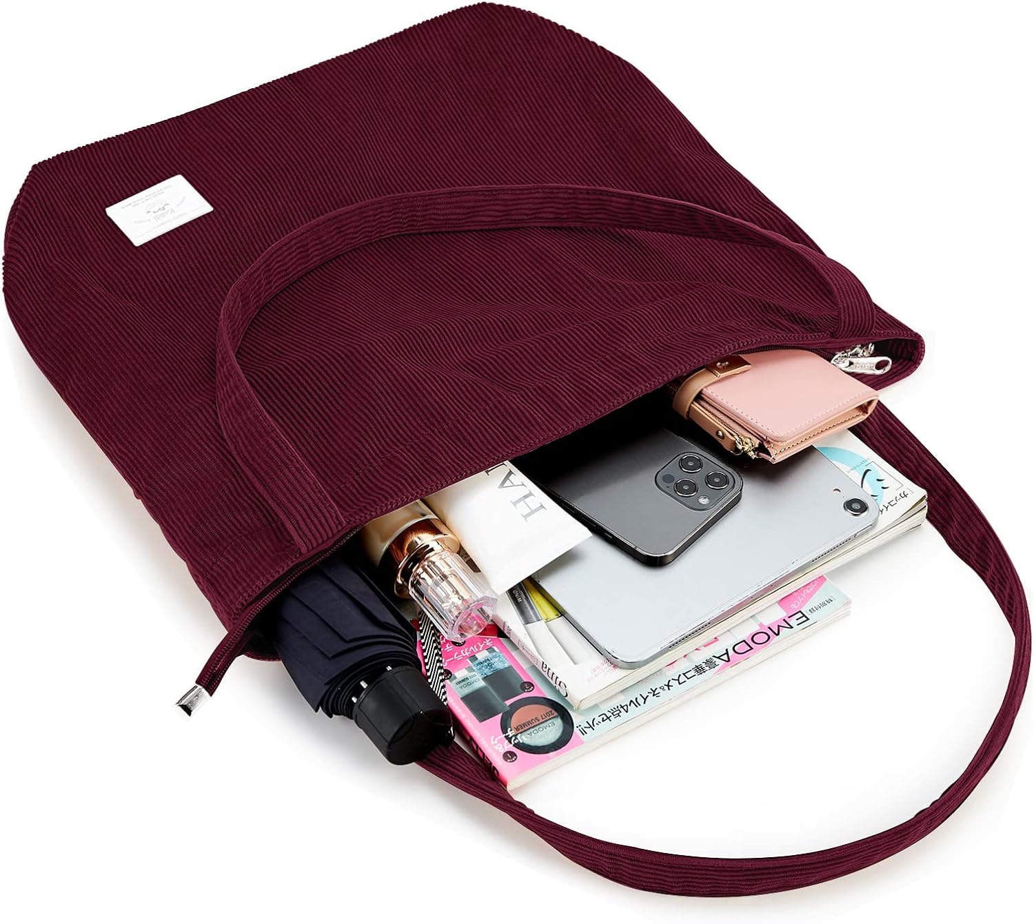 KALIDI Women Corduroy Tote Bag Zipper Casual Tote's Handbag Big Capacity Shoulder Bag with Pockets - Image 8