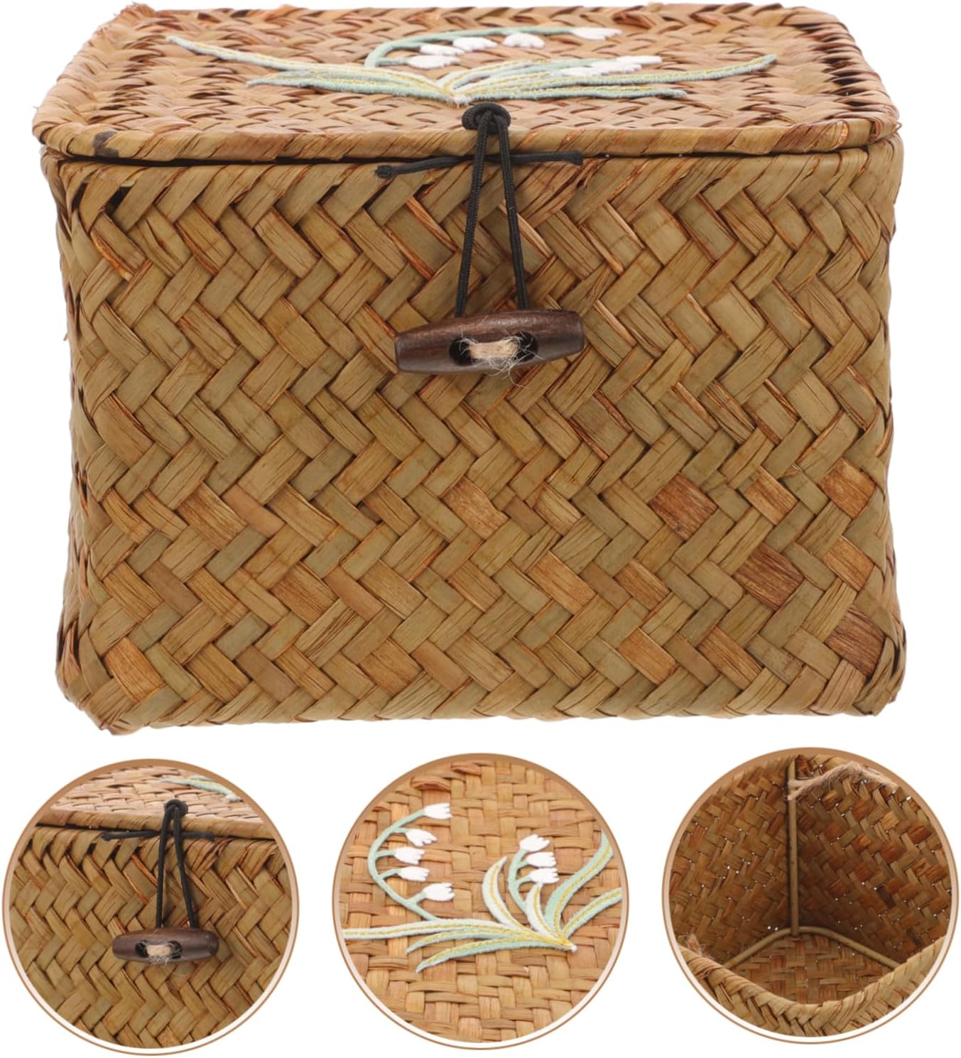 Fruit Baskets Storage Boxes Lids Woven Baskets for Organizing Sewing Organizers
