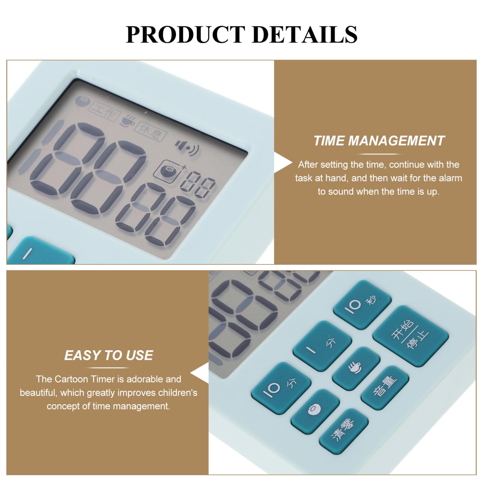MAGICLULU 3pièces Minuteur De Cuisine Cartoon Minuteur De Bureau Et Chronomètre Apprenant pour Adultes Design Et Créatif sans Pile