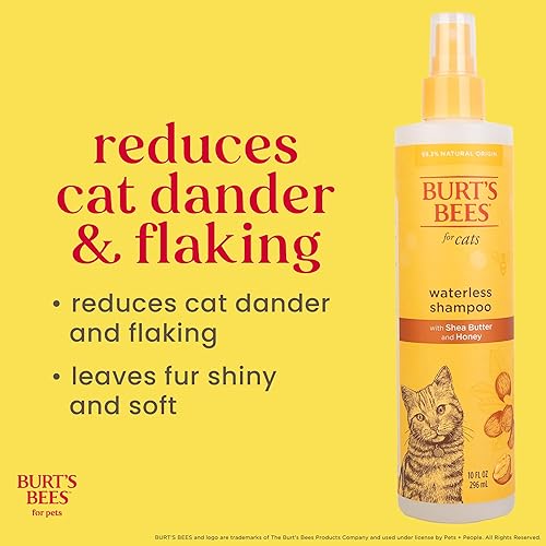 Miniatura 6 de Burt's Bees for Pets Champú sin agua para gatos con manteca de karité y miel, un champú seco para gatitos sin enjuague, suministros suaves para