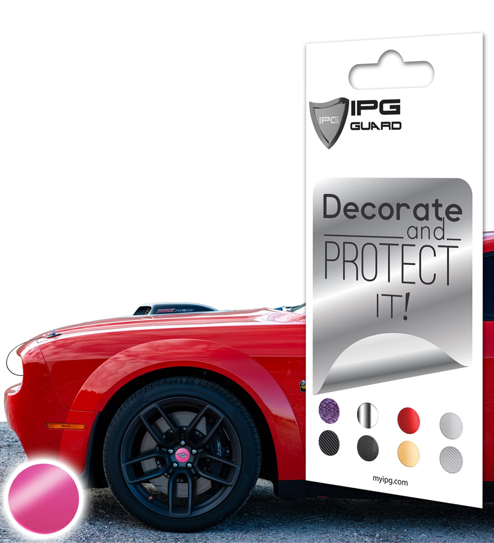 IPG Compatible for Dodge Charger Challenger Durango Wheel Center Cap Decal Sticker Wrap Kit Personalize Your Vehicle (Outer Logo, Pink)