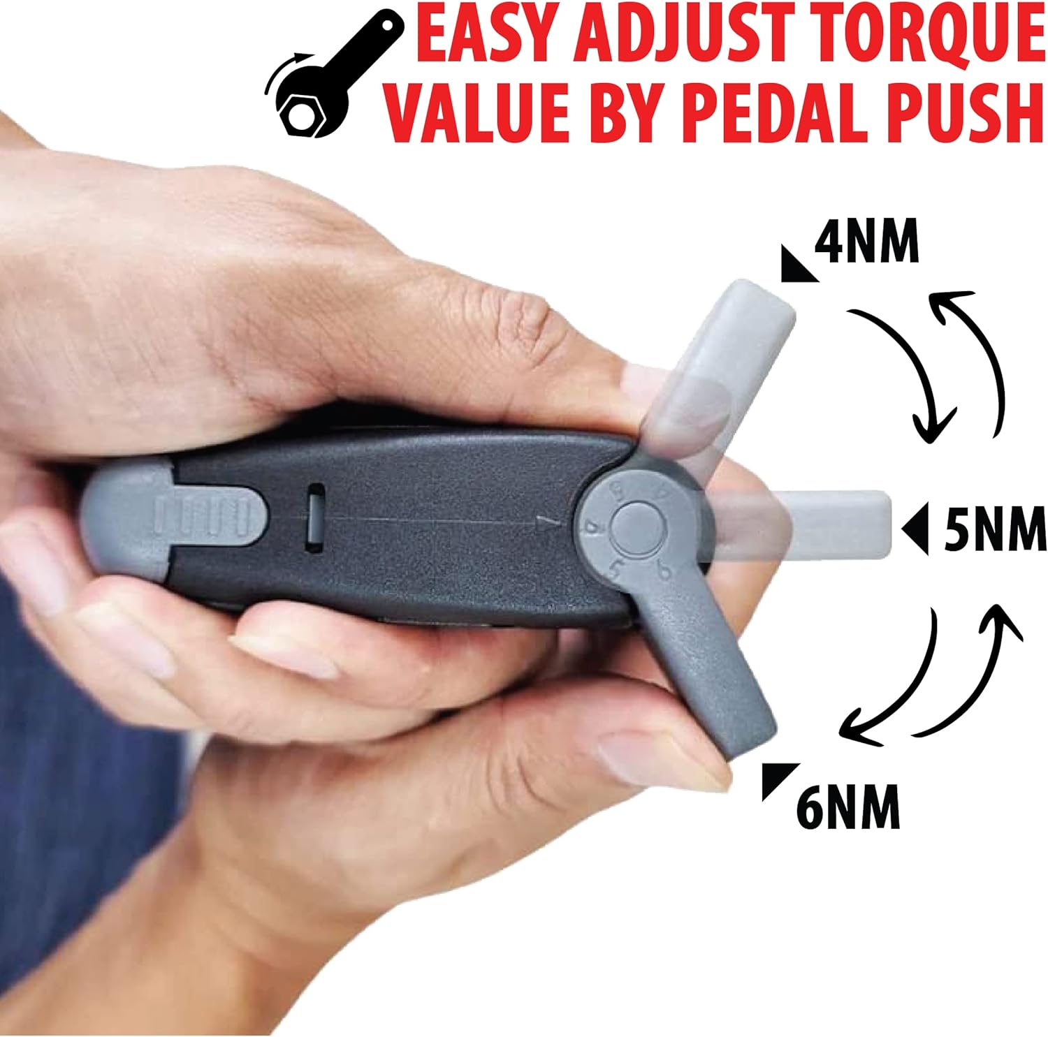 Skwiki Pedal Adjustable Bike Torque Wrench - 4, 5, 6 Nm, Includes 3, 4, 5 mm Hex and T 25 Tool Bits, Quality Bicycle Tool for Road and Mountain Bikes, Repair and Maintain