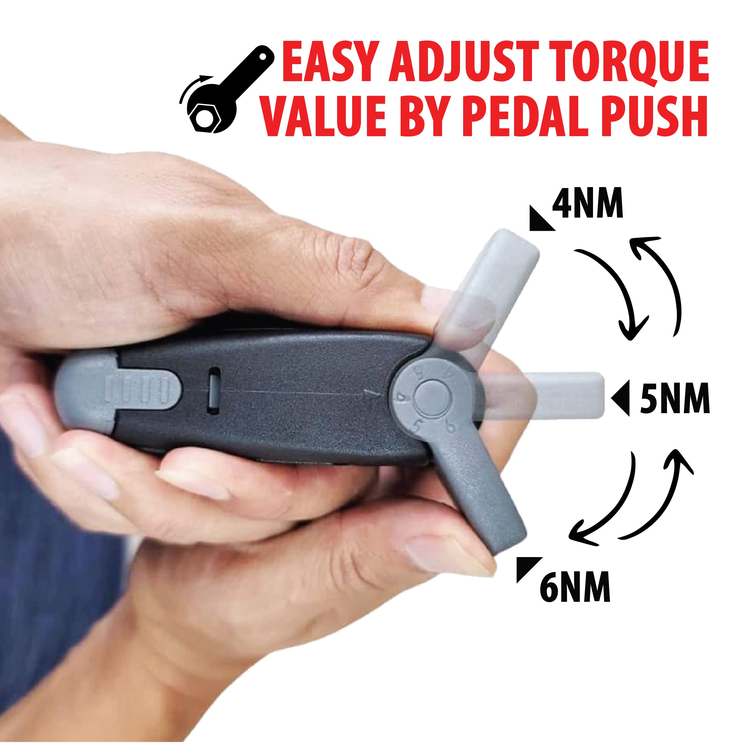 SKWI: KI Skwiki Pedal Adjustable Bike Torque Wrench - 4, 5, 6 Nm, Includes 3, 4, 5 mm Hex and T 25 Tool Bits, Quality Bicycle Tool for Road and Mountain Bikes, Repair and Maintain