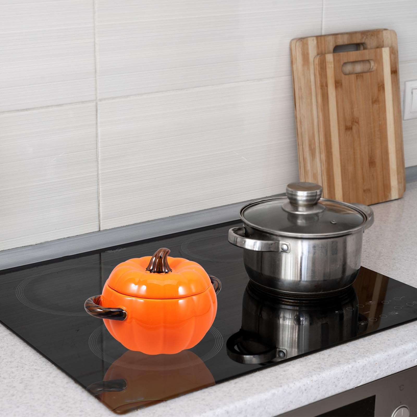 Tazón de Cerámica Marrón para Sopa con Tapa y Asas Dobles, Capacidad 1500ml, Resistente a Microondas, Adecuado para Restaurante y Hogar