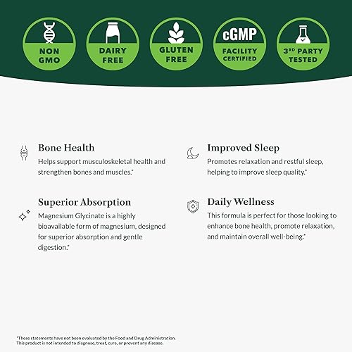 Miniatura 7 de Greens First Suplemento de glicinato de magnesio  puede apoyar la salud del corazón, la salud muscular y apoyar el metabolismo  Mejor tasa de