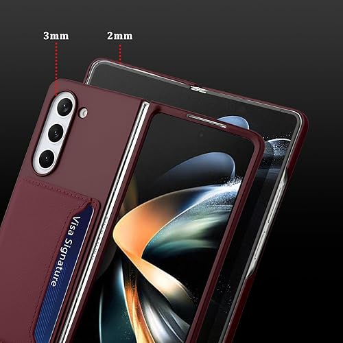Miniatura 3 de KANGHAR Funda tipo cartera para Samsung Galaxy Z Fold 5 con 2 ranuras para tarjetas de crédito, protección de cuerpo completo, funda delgada para