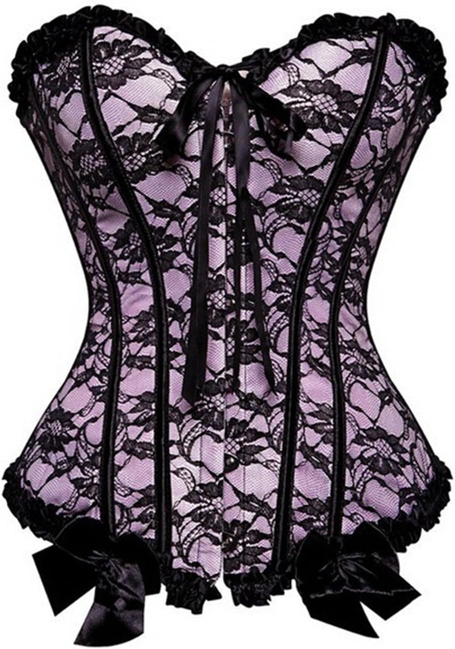 ZhitunemiWomen Lace up Back Sexy Floral Corset for Women Lingerie Bustier Top Plus Size