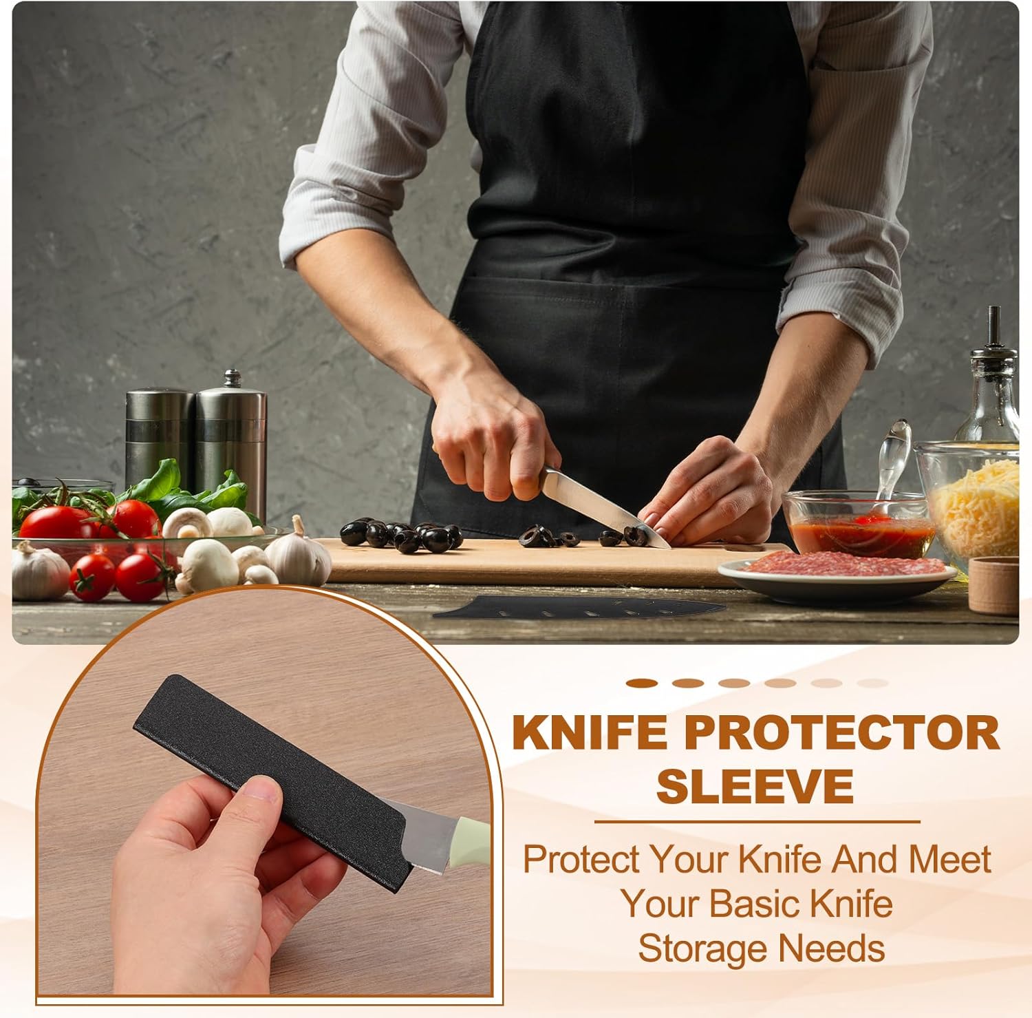 PATIKIL ABS Knife Cover Sleeves, 10x2 Inch Knife Blade Edge Guard Sheath Universal Blade Protector Flocking for Home Kitchen, White