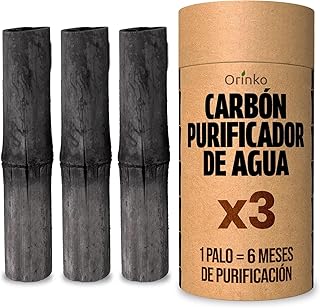 ORINKO® Carbón Activado Takesumi x3 - Filtro Natural para Purificar hasta 2,5L de Agua en Jarras y Botellas - Carbón Vegetal Binchotan Ecológico Reutilizable - Calidad Japonesa