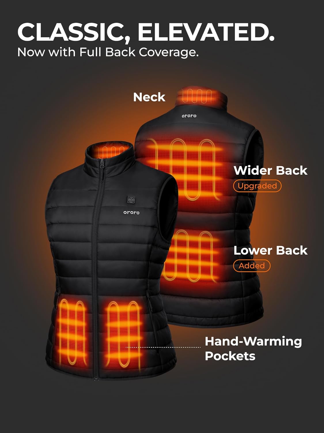 ORORO Women's Upgraded 5-Zone Heated Vest with USB-C Rechargeable Battery, Lightweight Heated Puffer Vest - Image 4