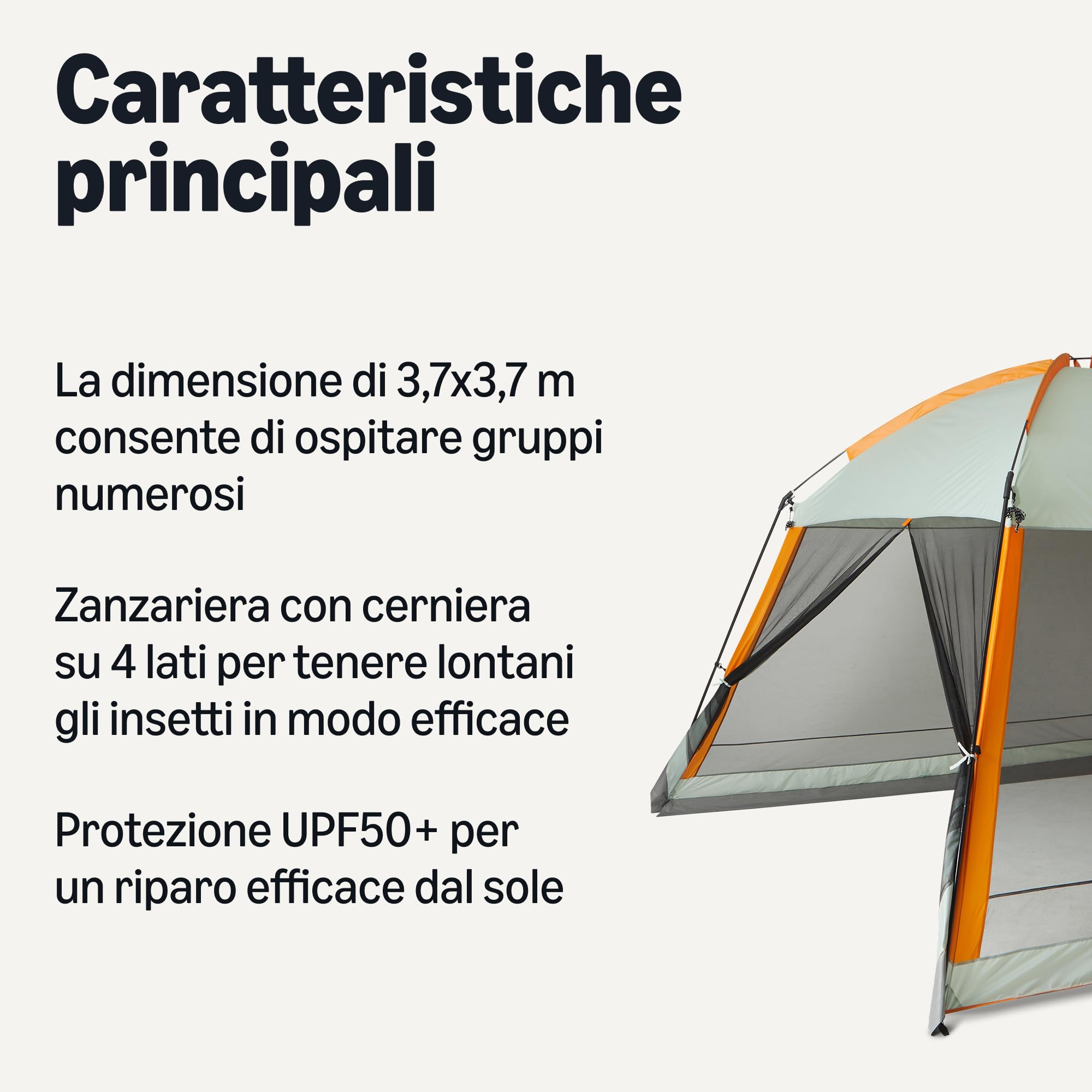 Amazon Basics Tenda a baldacchino schermata, Grigio e arancione, 381cm x 381cm x 262cm