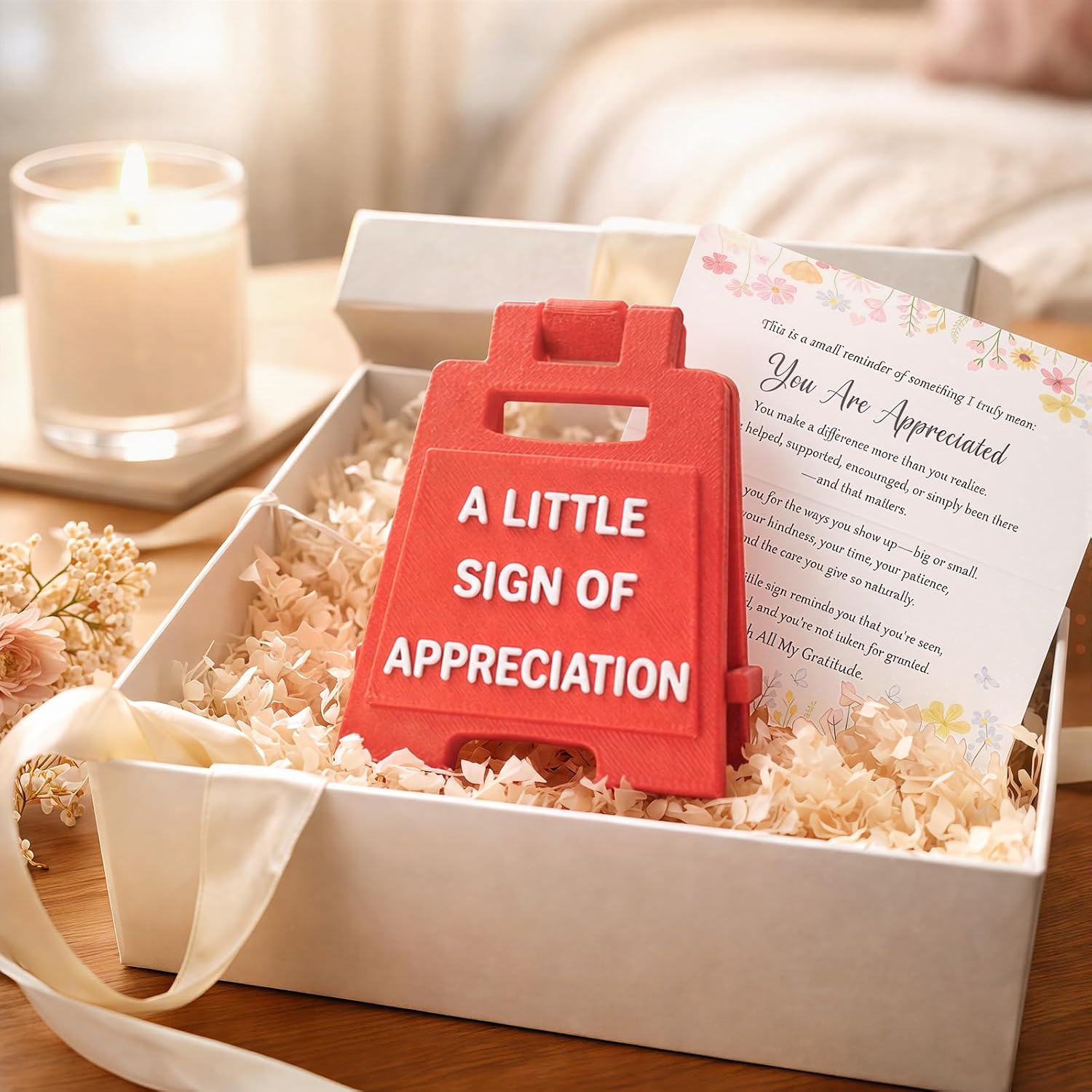Funny Friends Gift-A Little Sign of Appreciation-Double-sided 3D Printed Cute Desk Decor for Soulmate,Bestie,Bff-Friendship Present for Cute White Elephant,Long Distance Thank You Christmas image 3