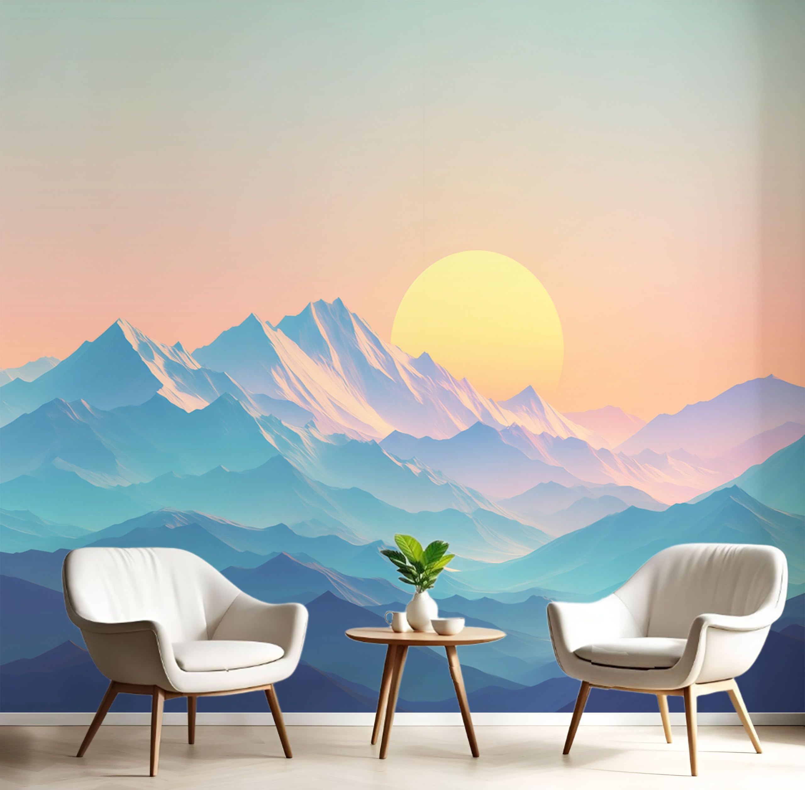 Papier peint panoramique salon pour une ambiance lever de soleil