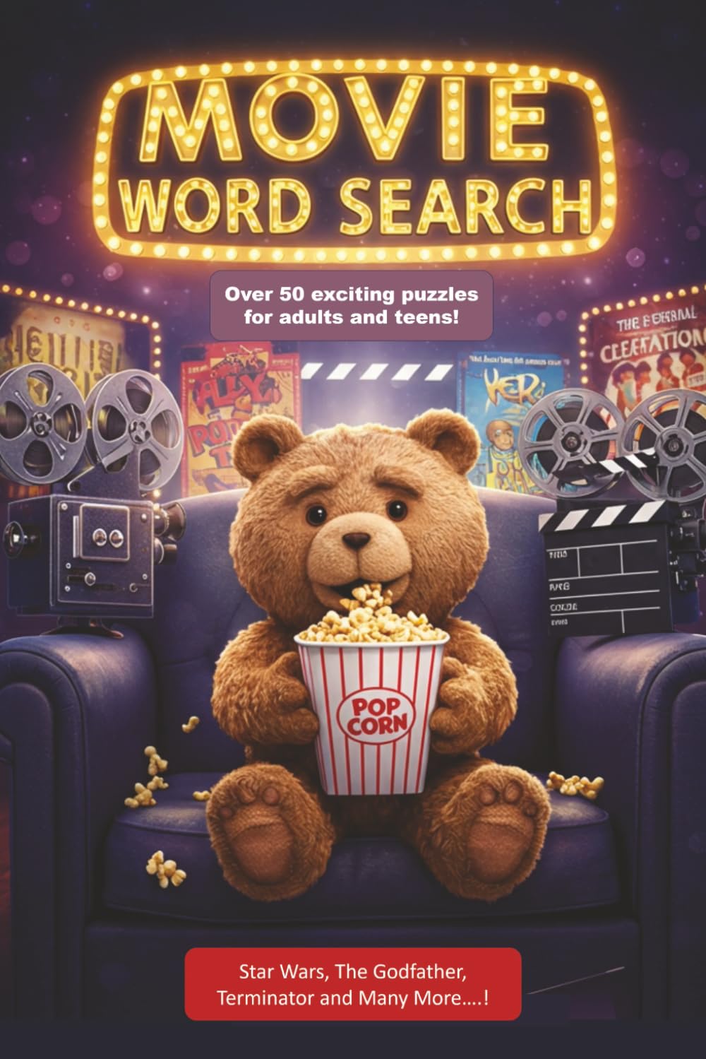 Movie Word Search Puzzles: Word Search with Easy to Read Print about Movies, Cinema and More | 6x9 inches, 120 pages | 50+ Puzzles ... Gift for Holidays and Relaxation