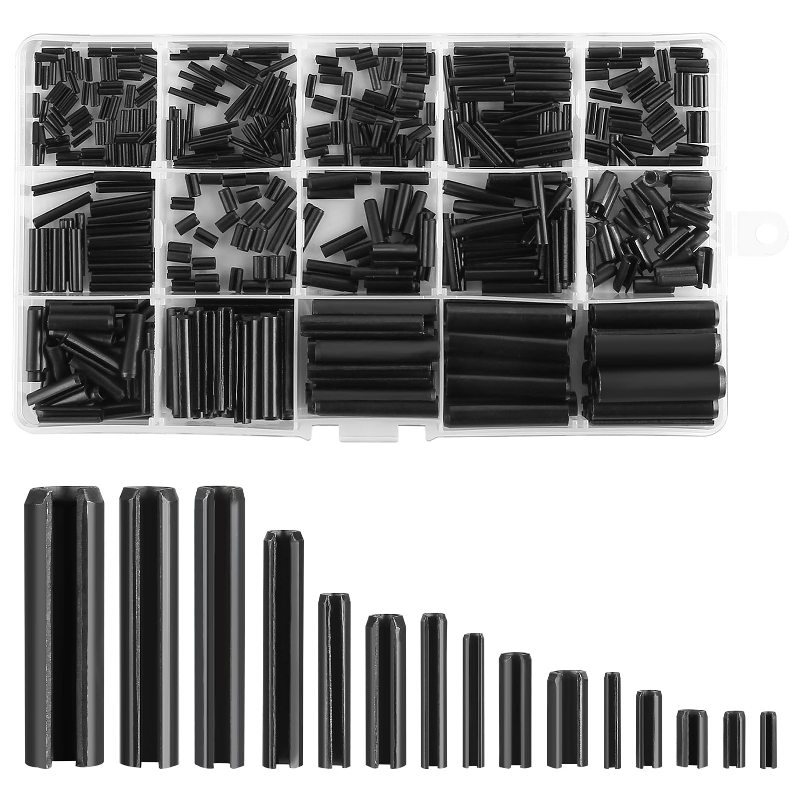 602 Pcs Roll Pins Assortment Set, 15 Sizes, M1.5/M2/M2.5/M3/M4/M5/M6/M8