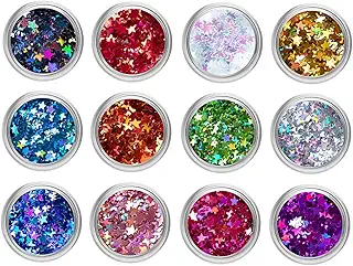 ZHEJIA キラキラ星型3mmラメ【12色】ラメグリッター ジュエリーパーツ ネイルパーツ グリッター 容器入り キラキラ キラキ ラメグリッター ヘア飾り 顔 ボディ