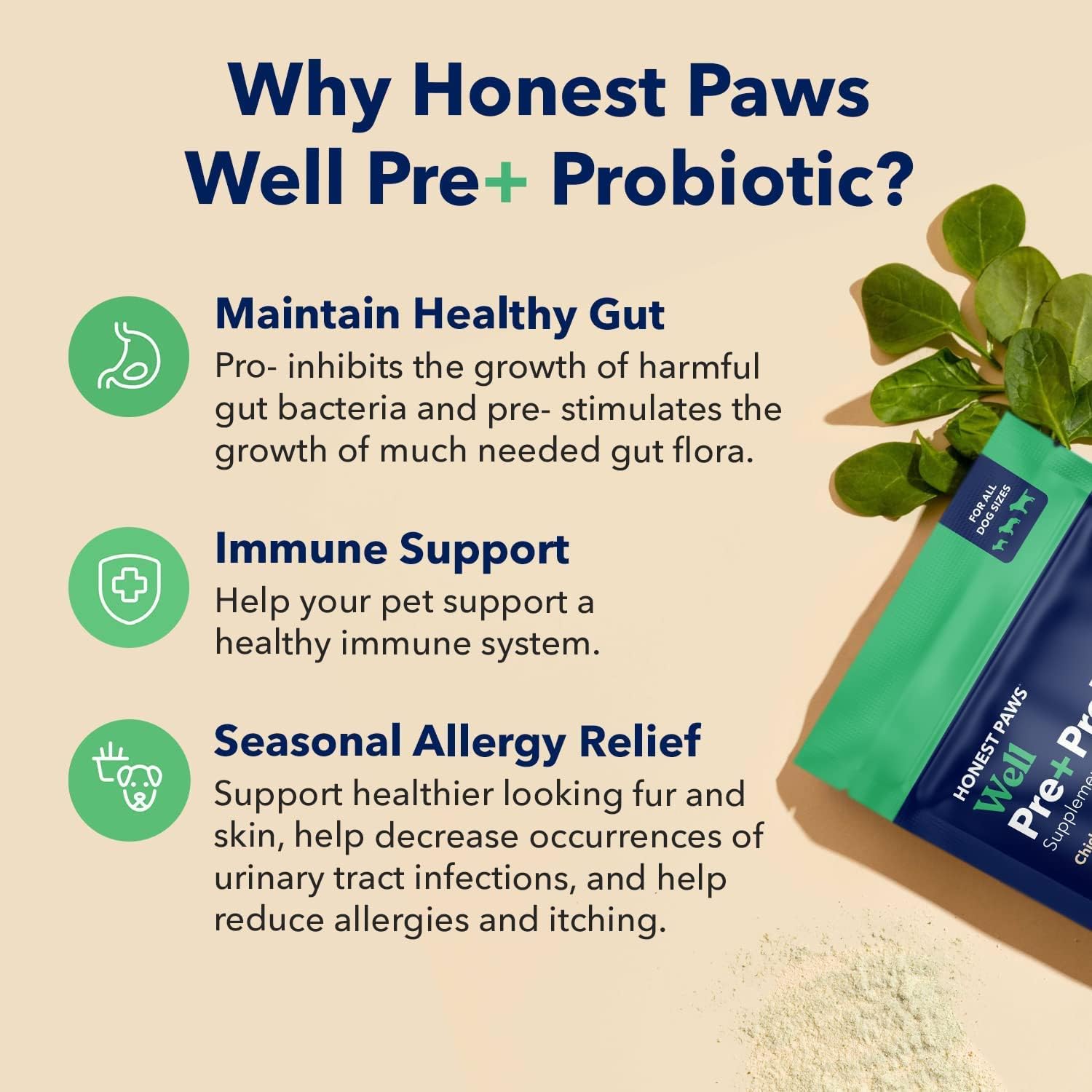 Honest Paws Probiotics for Dogs Made in USA - Dog Probiotic Powder with Prebiotic for Healthy Gut, Digestive and Immune Support - Digestive Enzymes with Chicken Flavor (30 Sticks) : Pet Supplies
