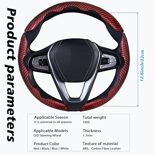 Vista 73 de WOCOCN 2 fundas para volante de automóvil, protector antideslizante de fibra de carbono para hombres y mujeres, múltiples opciones de color, Beige