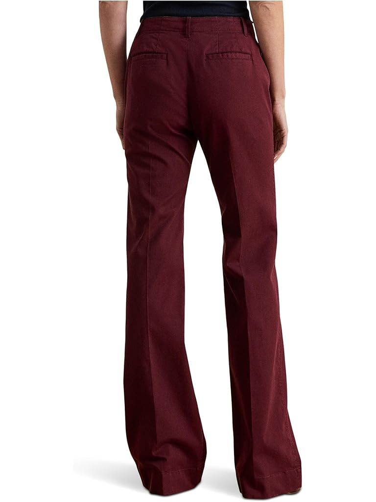 Burgundy Lauren Ralph Lauren Stretch Cotton Chino Flare Pants