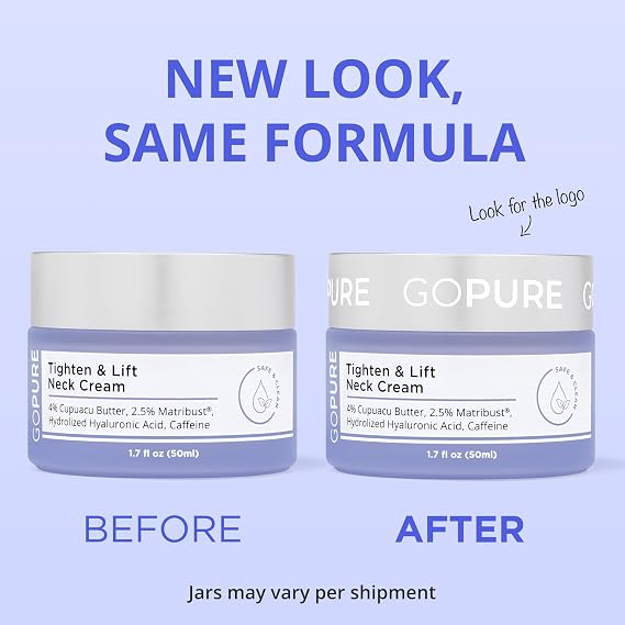 goPure Tighten & Lift Neck & Chest Moisturizer Cream for Visibly Firming, Tightening and Lifting the Look of Wrinkles & Crepey Skin, 1.7oz - Pack of 2