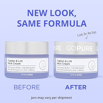 goPure Tighten & Lift Neck & Chest Moisturizer Cream for Visibly Firming, Tightening and Lifting the Look of Wrinkles & Crepey Skin, 1.7oz - Pack of 2