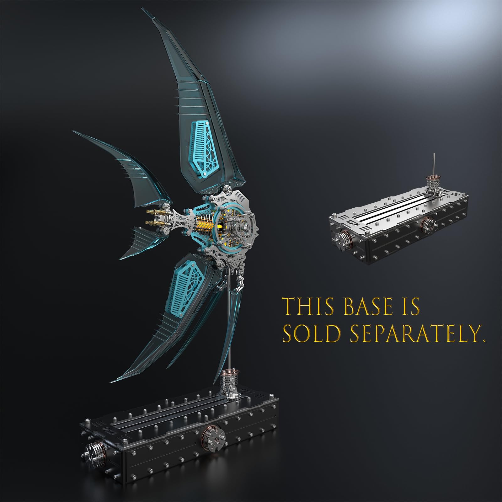 Metalkitor Metalowe puzzle 3D dla dorosłych - zestaw modelowy skalary z magnetycznymi światłami sterującymi, steampunk, ozdoba DIY, montaż łamigłówki, 529 szt., niebieskie